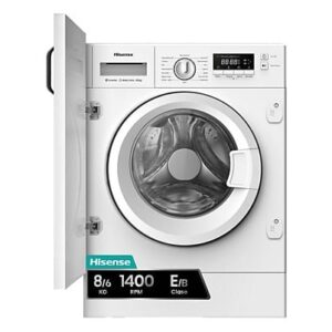 Hisense Lavadora secadora integrable - Hisense WD3M841BWIES , 8 kg /6 kg, 19 programas, Lavado Secado 1h, Inverter, Sin Panelar